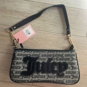 Juicy Couture 🩷 Black Paparazzi Shoulder Bag Fuzzy Sherpa Purse NWT
